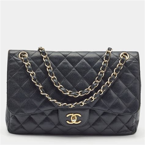 chanel large flap bag caviar|CHANEL Caviar Quilted Jumbo Double Flap Black.